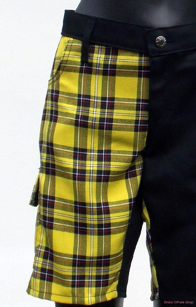 Punk kraťasy kapsáče černá/ žlutá SKLAD vel. S bez bočních kapes