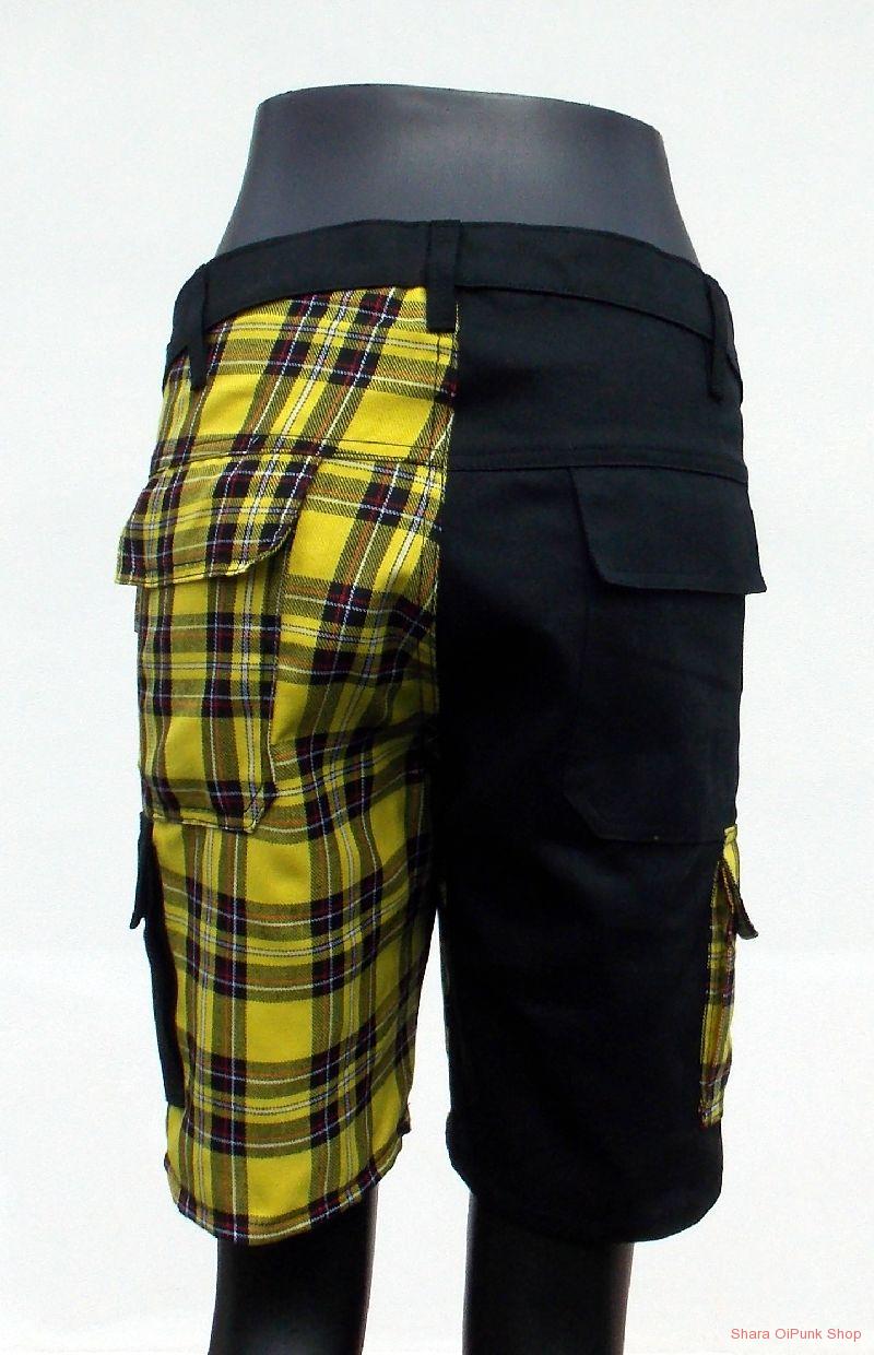 Punk kraťasy kapsáče černá/ žlutá SKLAD vel. S bez bočních kapes