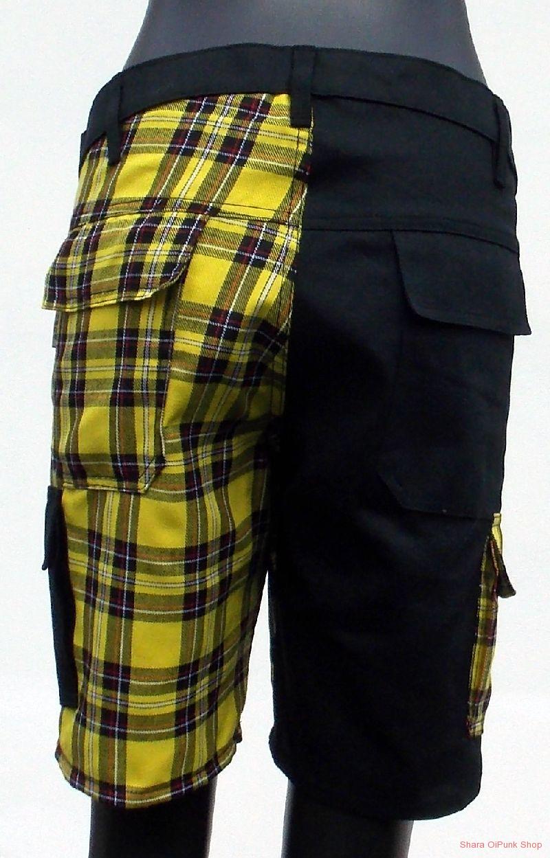 Punk kraťasy kapsáče černá/ žlutá SKLAD vel. S bez bočních kapes