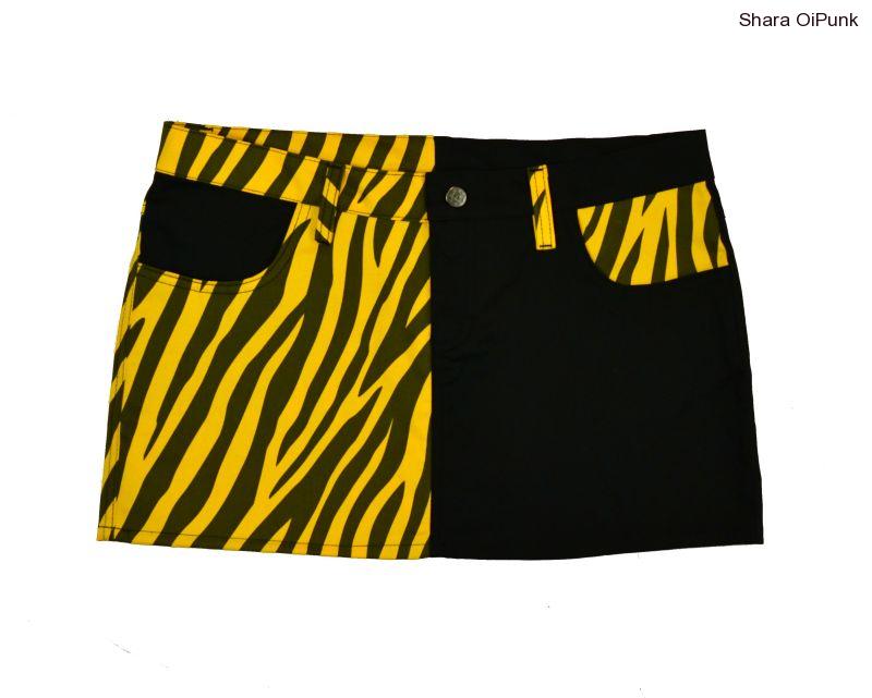 Punk sukně žlutá zebra/ černá-SKLAD vel.XL
