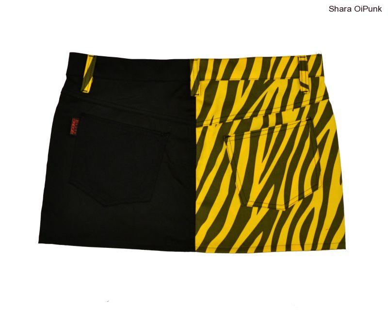 Punk sukně žlutá zebra/ černá-SKLAD vel.XL
