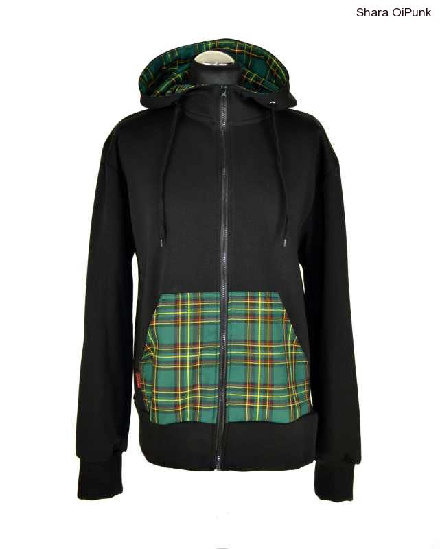 Punk mikina na zip, zelená kostka SKLADEM - 2ks - XL