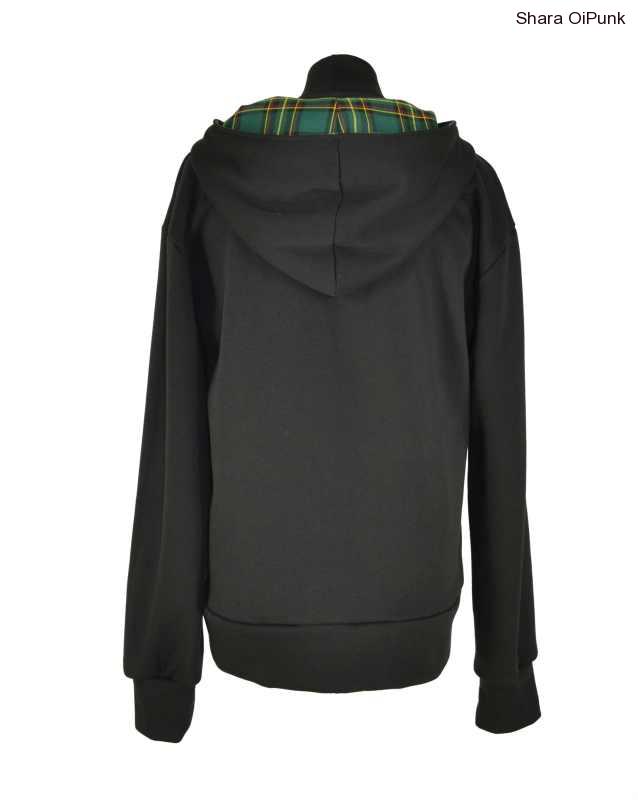 Punk mikina na zip, zelená kostka SKLADEM - 2ks - XL