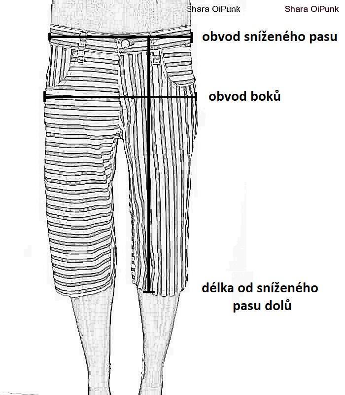 Punk kraťasy - bočníma kapsama - černá/zelená zebra-SKLADEM-M