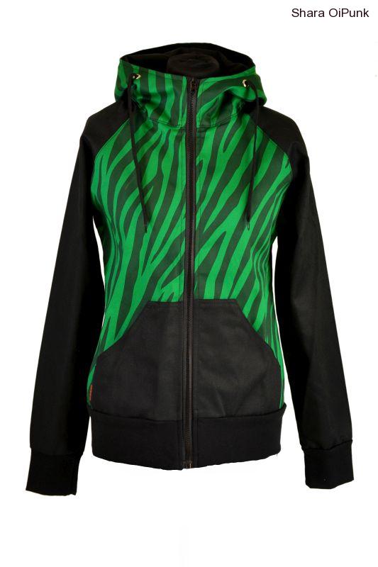 Punk celoroční bunda - zelená zebra/černá SKLADEM 2ks- M