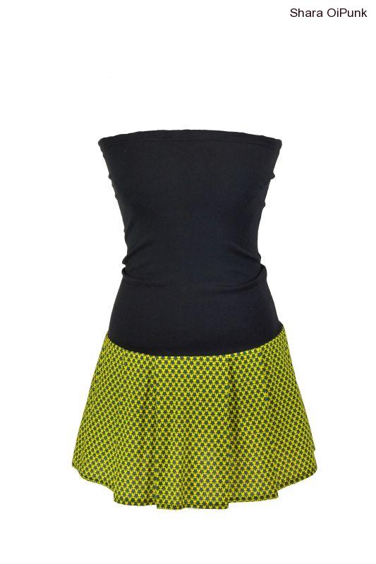 PUNK Šaty s pružným černým nápletem a sukní - BIO hvězdičky-SKLADEM-M