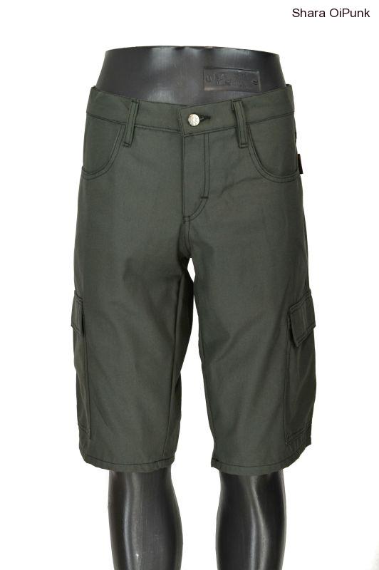 Punk kraťasy s bočníma kapsama khaki-SKLADEM-XXL