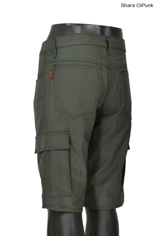 Punk kraťasy s bočníma kapsama khaki-SKLADEM-XXL