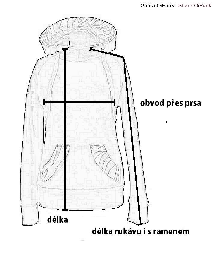 Punk mikina na zip, černá - v kapuci + kapsa hvězdičky SKLADEM L