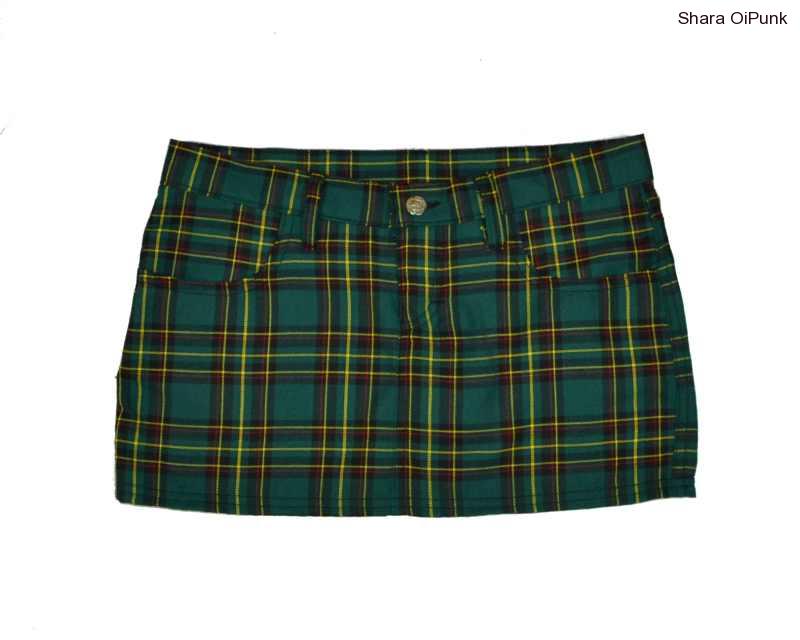 Punk sukně zelená kostka SKLADEM vel.L