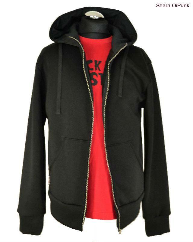 Punk mikina na zip - černá/kovový zip