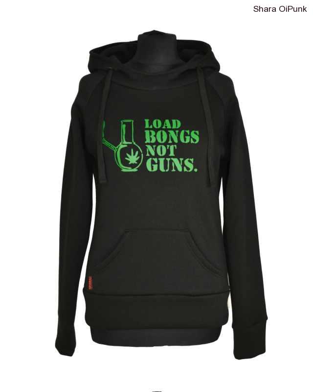 Punk mikina - černá Load bongs not guns