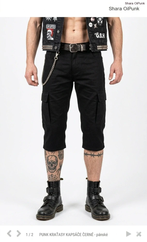 Punk 3/4 kraťasy kapsáče - černá