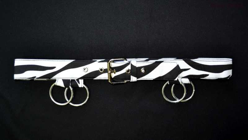 Punk pásek černo bílá zebra se 4 kruhy