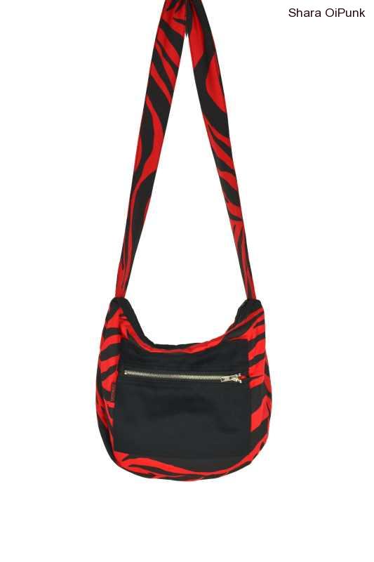 Punk taška černá/ červená zebra