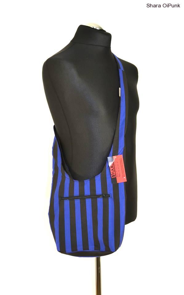 Punk taškovak černo modrý pruh