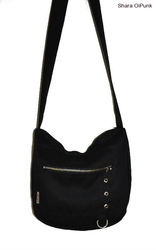 Punk taška černá kapsa s průchodkami a déčkem