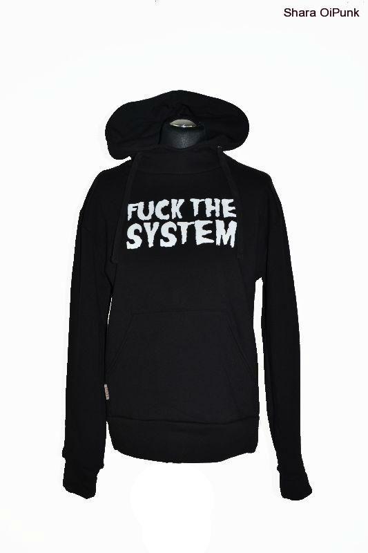 Punk mikina černá FUCK THE SYSTEM