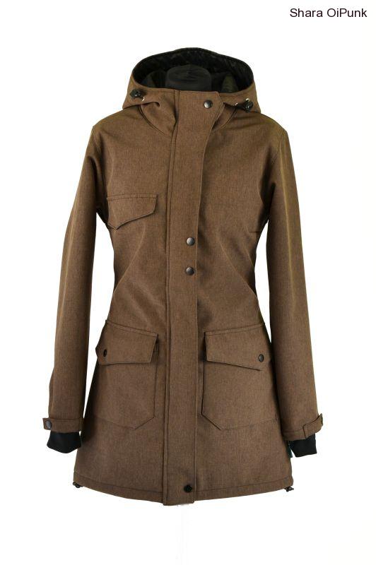 Punk softshellový kabát - hnědá žíhaná