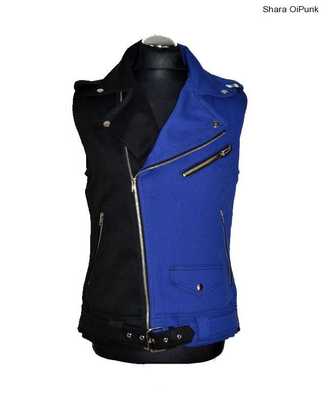 Punk vesta pánská - černá/modrá