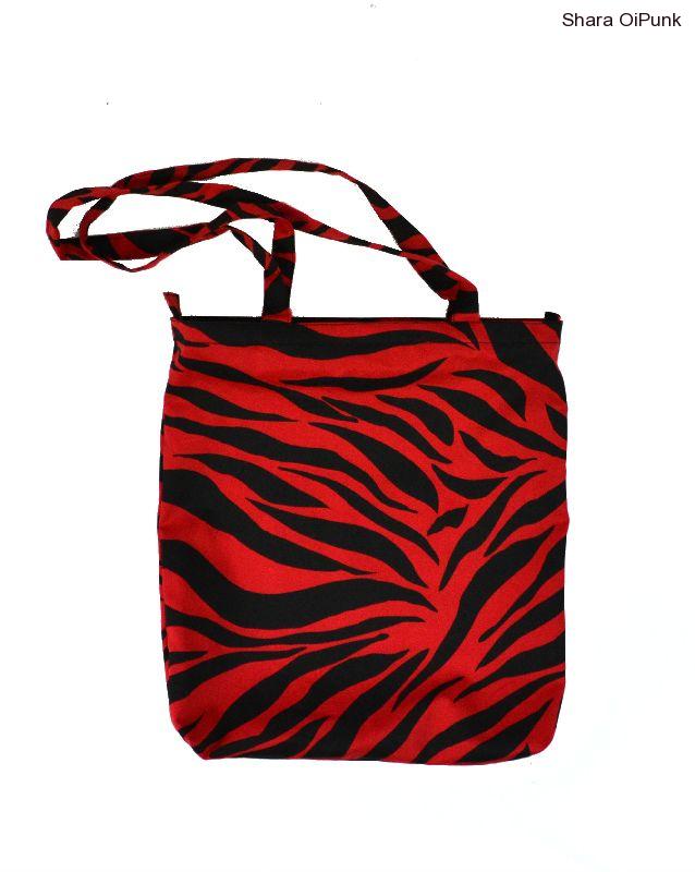 Punk taška na zip - červená zebra