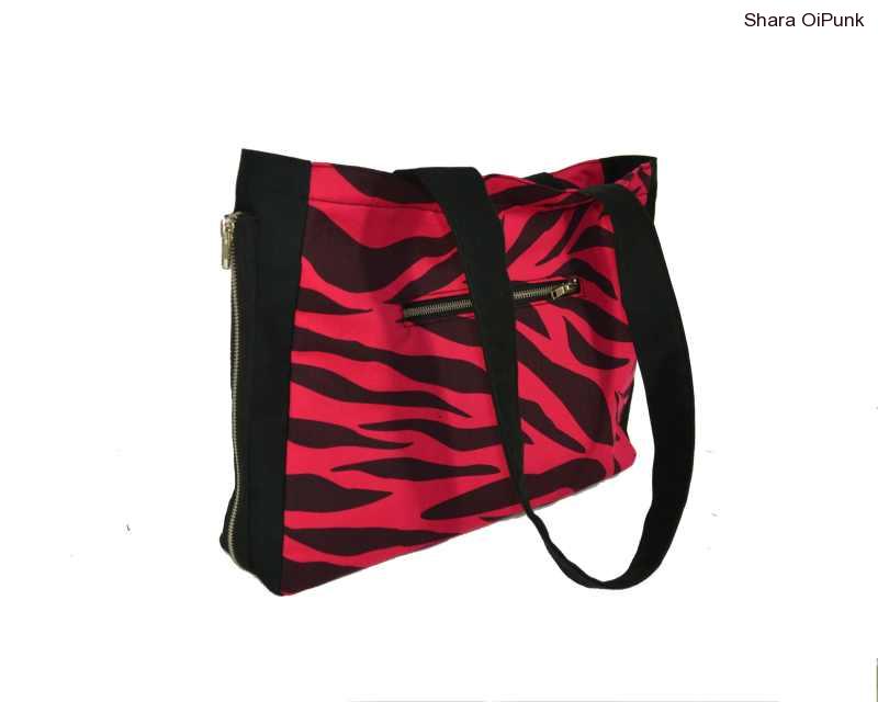 Punk kabelka s černou podšívkou - ZMĚNA červená zebra 