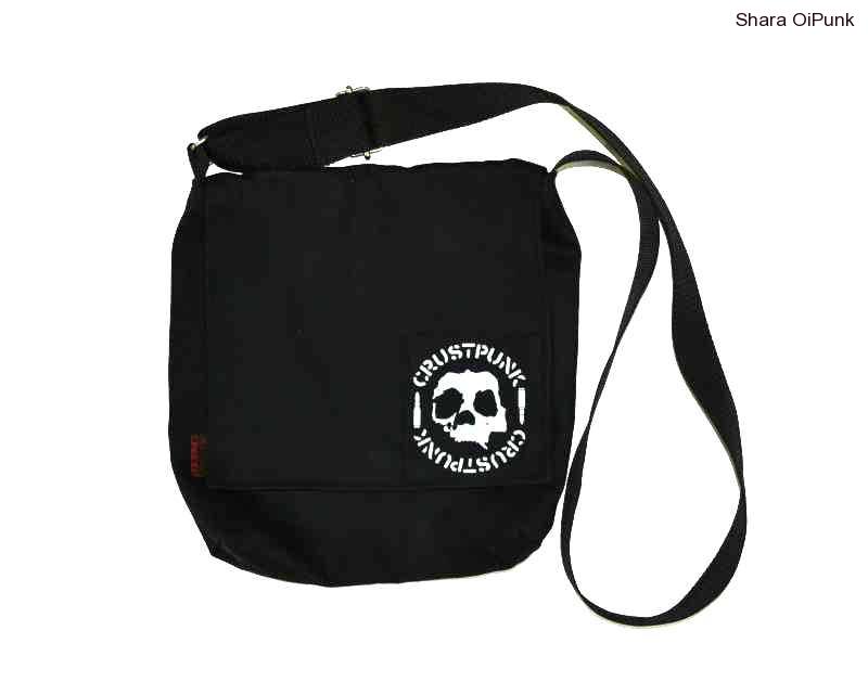 Punk taška s klopou s nášivkou 29x29cm - černá