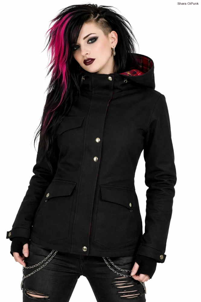 Punk softshellová bunda - černá/červená kostka