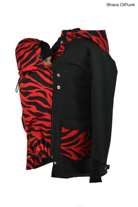 PUNK softshellový kabát nosící-černá/červená zebra
