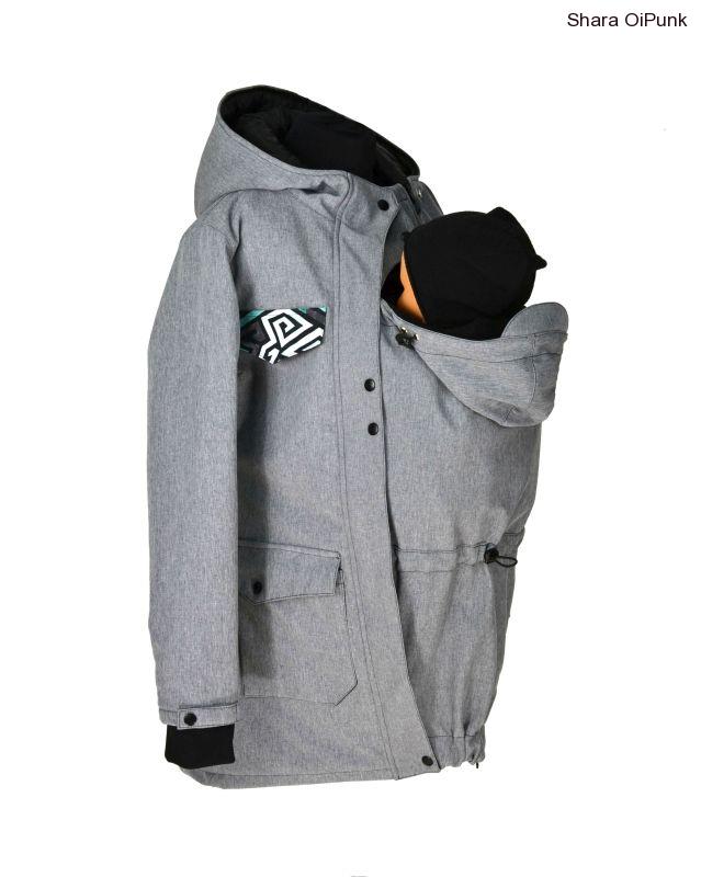 PUNK softshellový kabát nosící-šedá žíhaná/grafiti