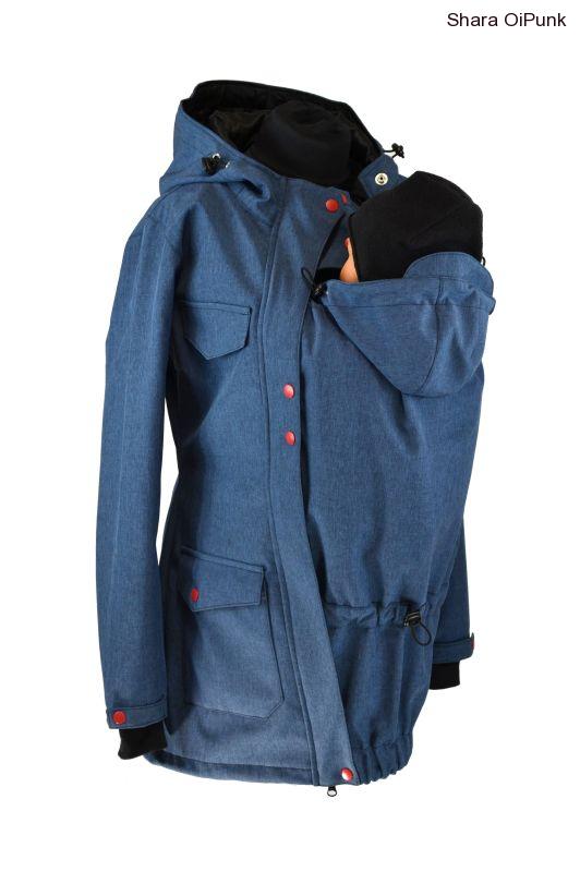 PUNK softshellový kabát nosící-modrá žíhaná/červené druky