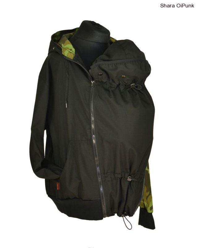 Pánská nosící bunda s maskáčovým rukávem na jaro/podzim - přední nošení