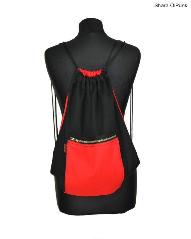 Punk vak kapsa na zip - černá/červená 