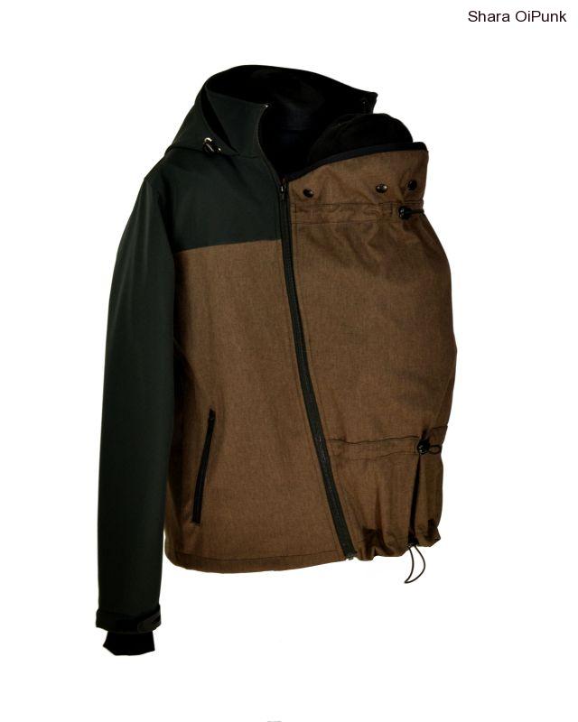 Pánská softshellová nosící bunda - hnědá žíhaná/černá