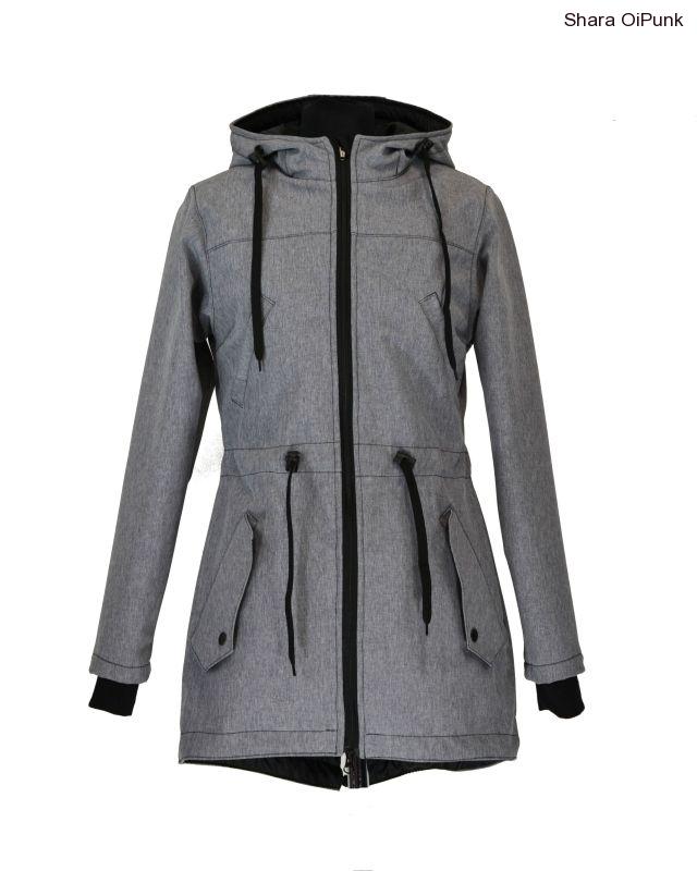 Punk softshellová parka - šedá žíhaná 