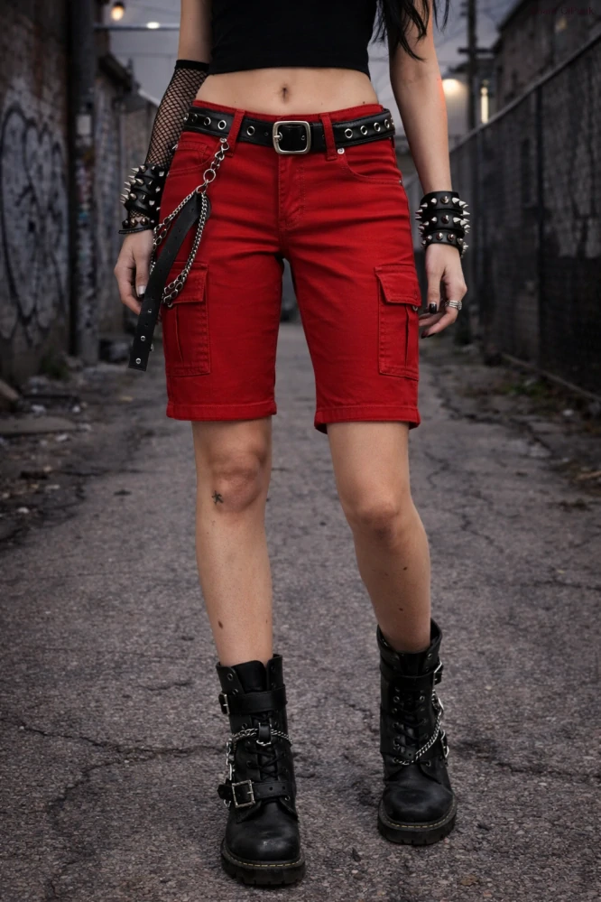 Punk kraťasy kapsáče - červené 