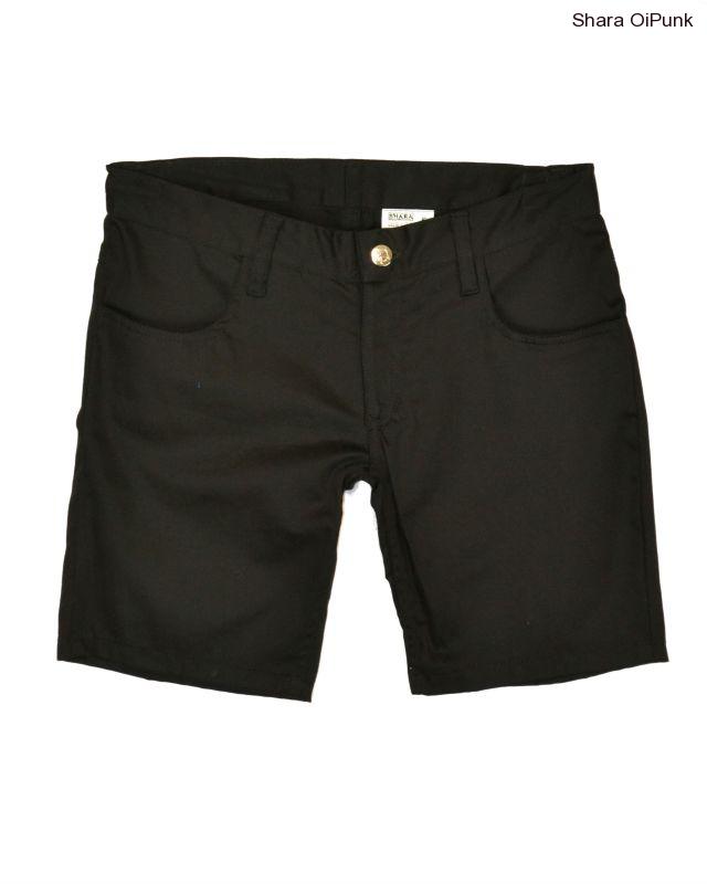 Punk kraťasy Shara - změna černé krátké bílý leopard v kapsách a poutka a 4 zipy vel.XS