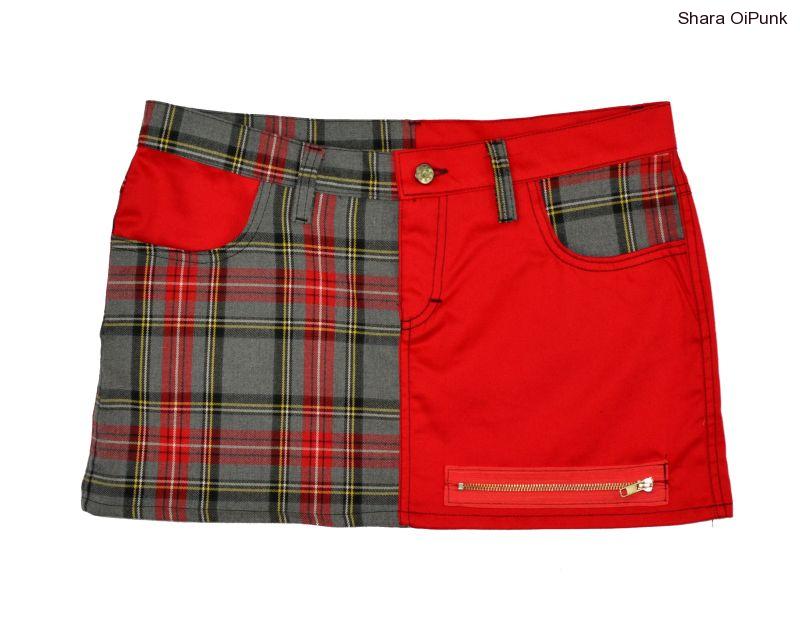 Punk sukně ZMĚNA BARVY-ŠEDÉ káro/ černá SKLAD vel. XL