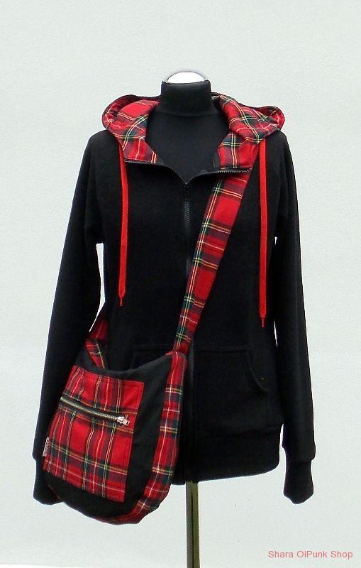 Punk taška černá / červené káro