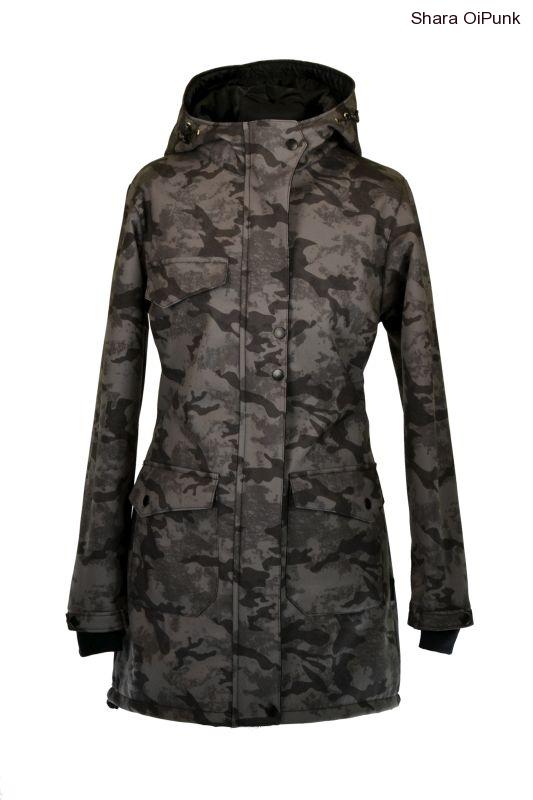 Punk softshellový kabát - šedý maskáč