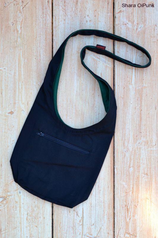 Punk taškovak černý/zelená podšívka