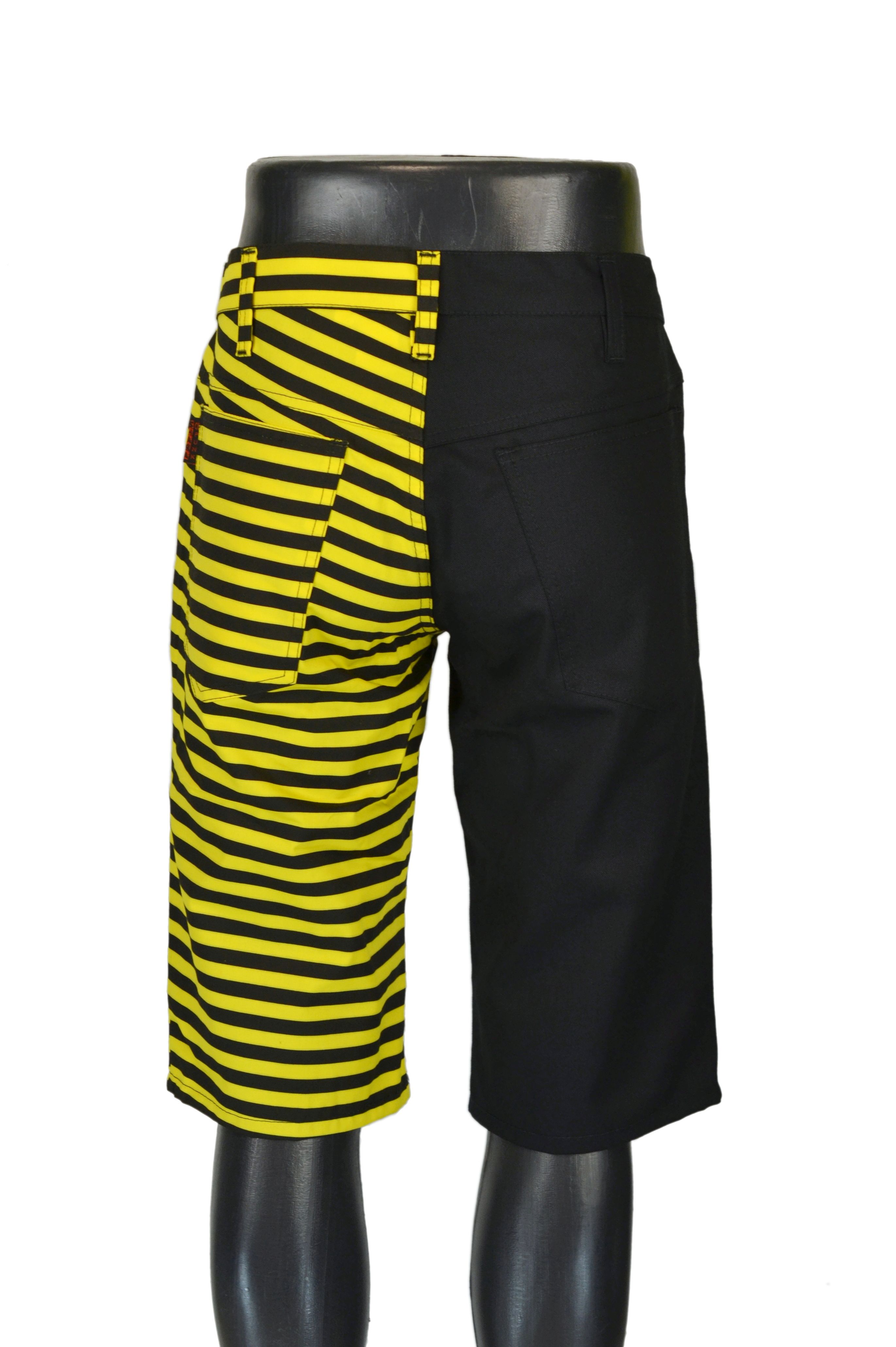 Punk kraťasy- černá/žlutý pruh SKLADEM vel.L