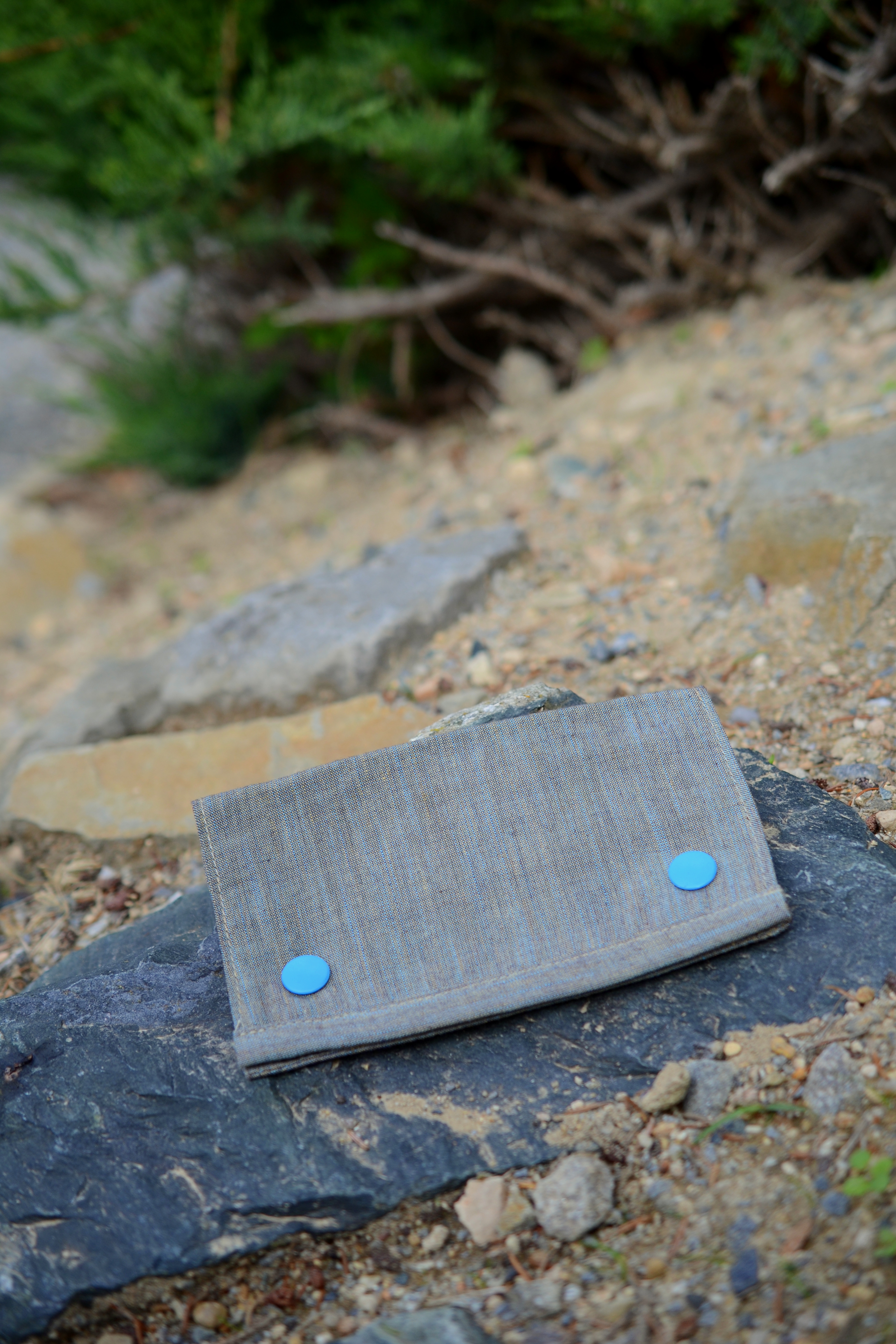 Punk obal na tabák BIO GOTS modro hnědá žíhaná