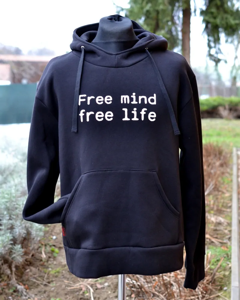 Punk mikina černá FREE MIND FREE LIFE