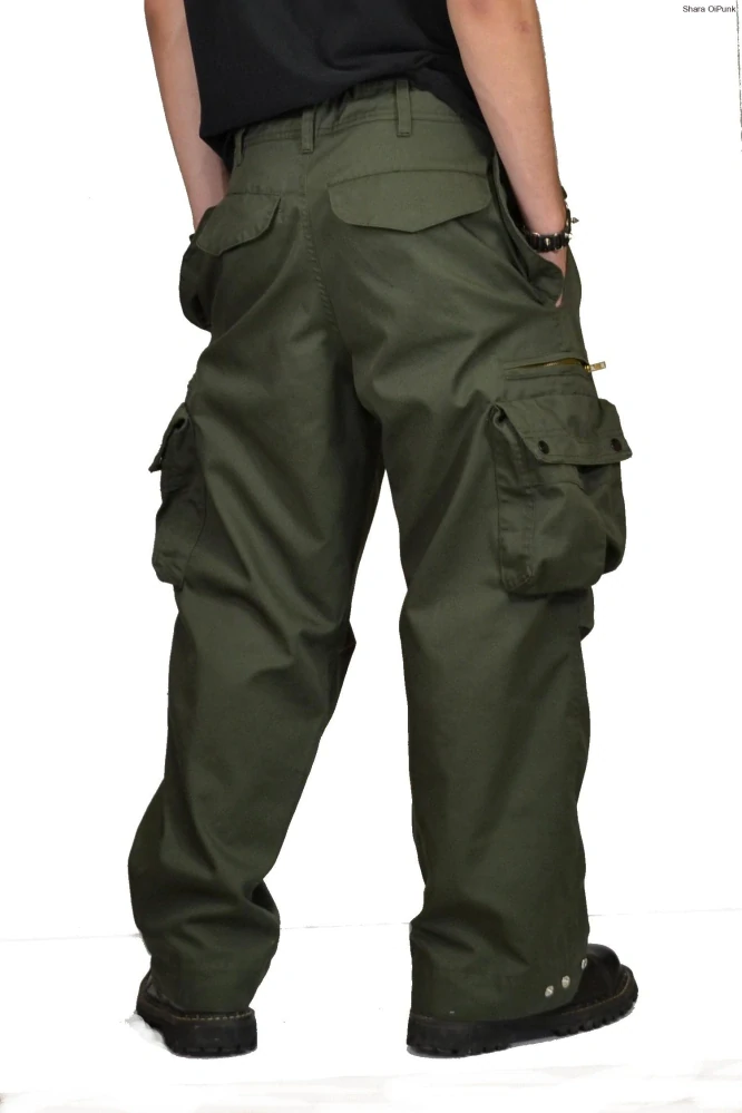 Punk pánské kalhoty kapsáče-khaki
