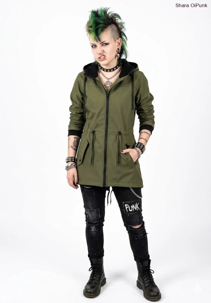 Punk softshellová parka - oliva