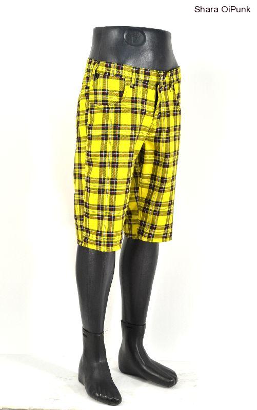 Punk kraťasy - žluté káro SKLADEM vel.L