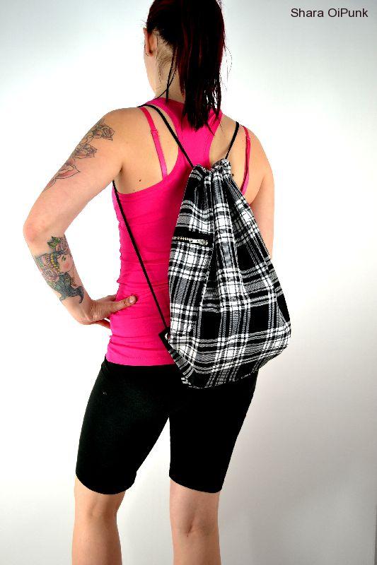 Punk vak kapsa na zip - ZMĚNA tartan červené káro