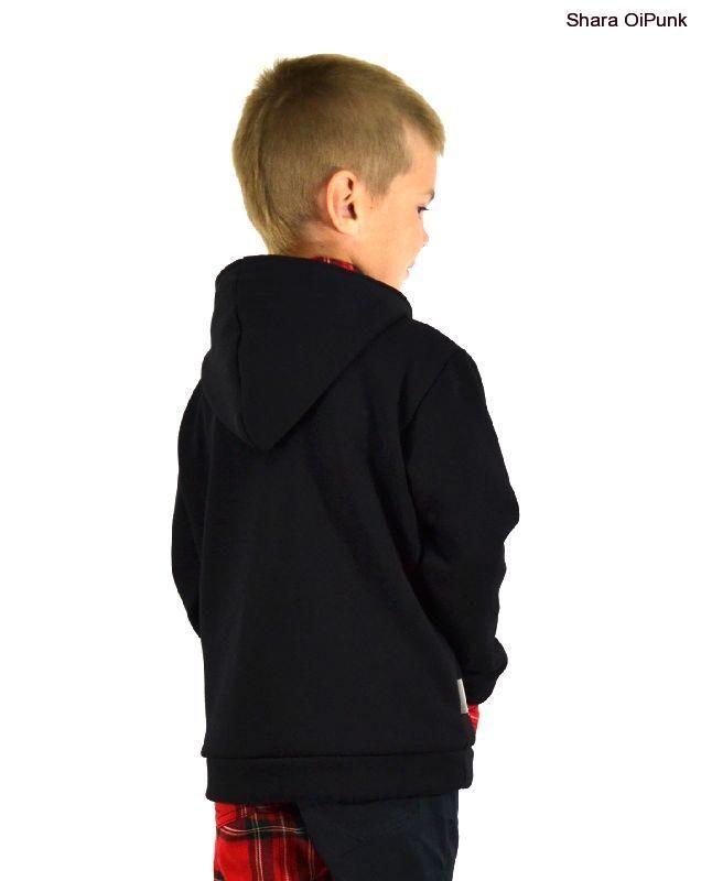 Punk mikina na zip - černá/červené káro