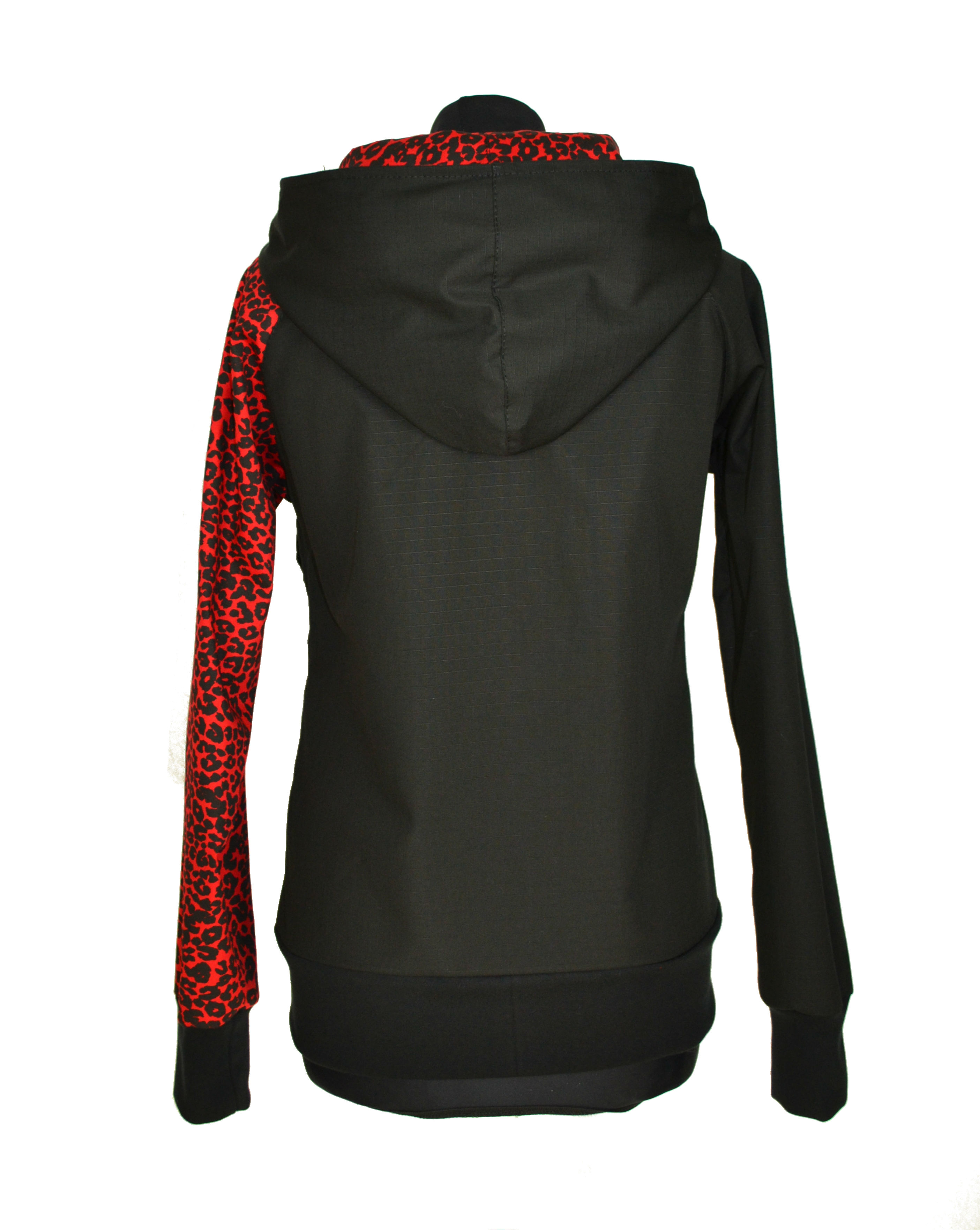 Punk celoroční bunda - černá/červený leopard